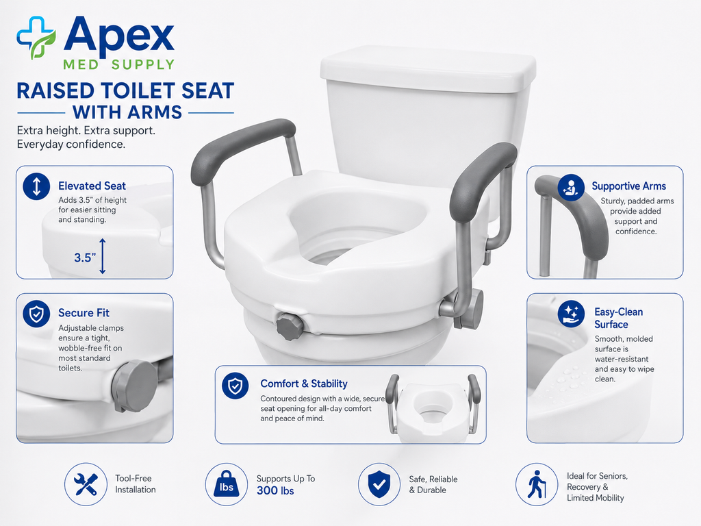 Raised Toilet Seat with Arms