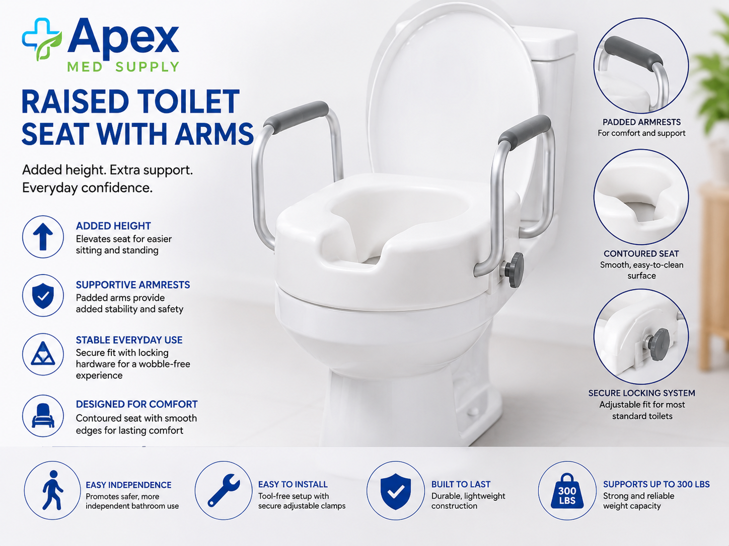 Raised Toilet Seat with Arms