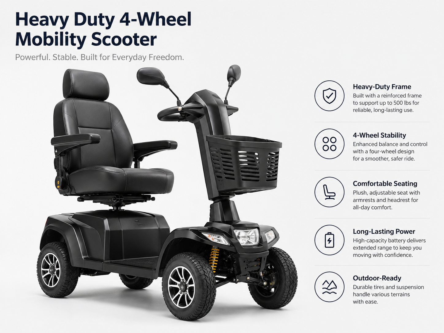 Heavy Duty 4-Wheel Mobility Scooter