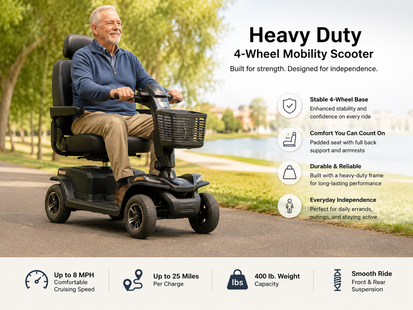 Heavy Duty 4-Wheel Mobility Scooter