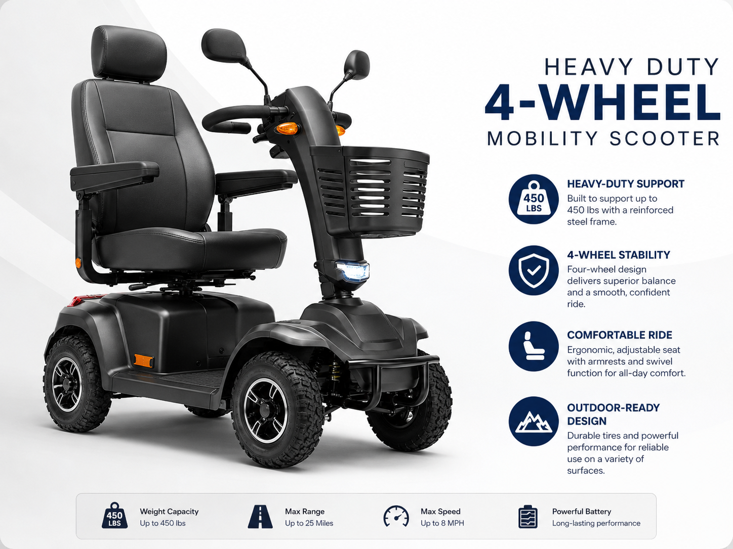 Heavy Duty 4-Wheel Mobility Scooter